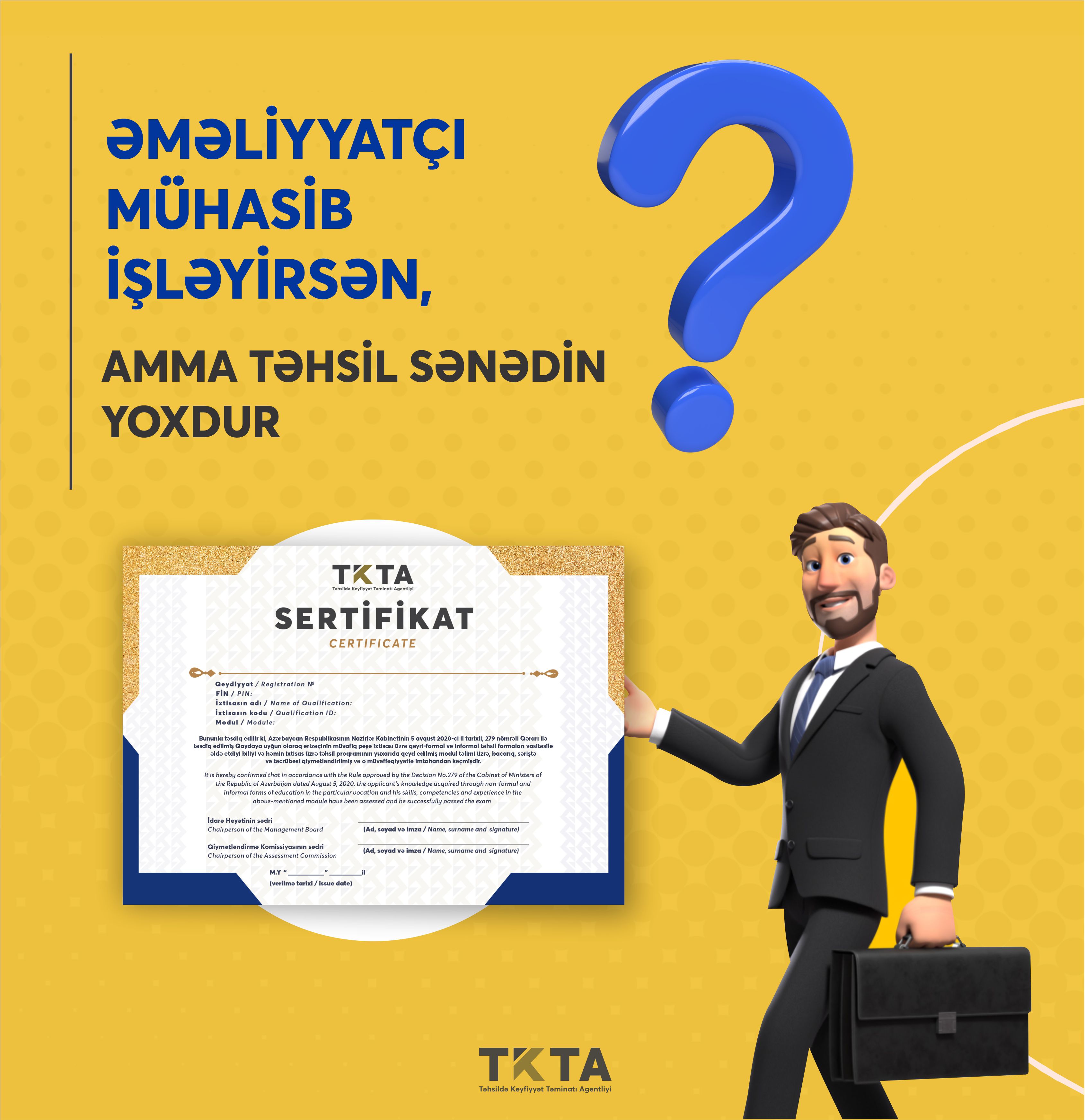 TKTA peşə ixtisasının tanınması üzrə sənəd qəbulu elan edir
