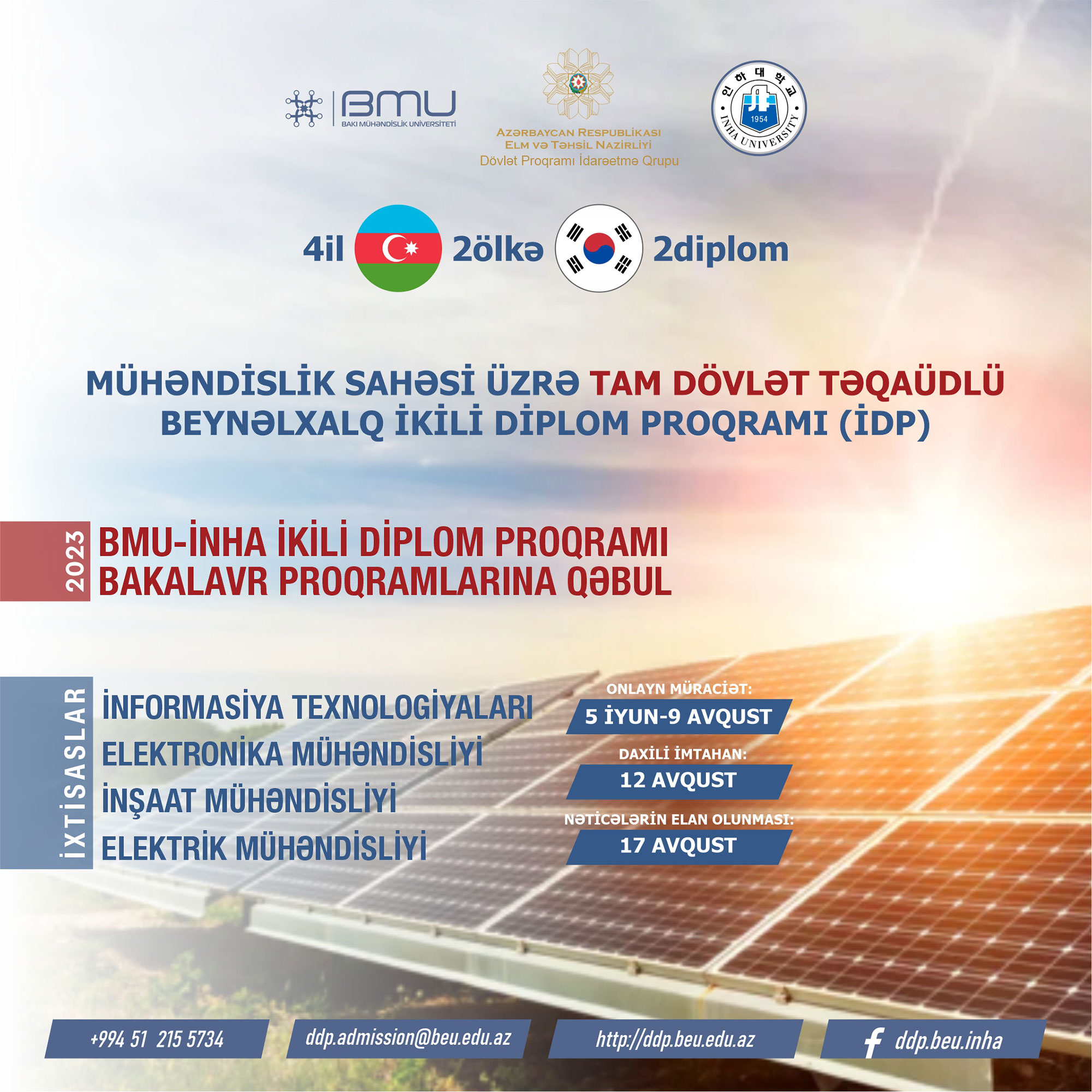 BMU – İNHA İDP-yə onlayn müraciət davam edir