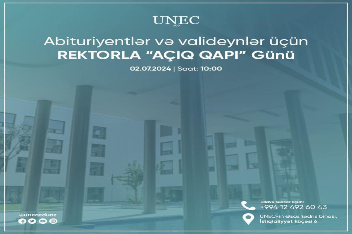 UNEC rektoru abituriyent və valideynləri görüşə dəvət edir