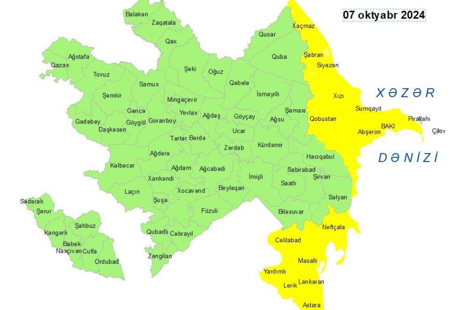 DİQQƏT: Sarı xəbərdarlıq elan edildi 