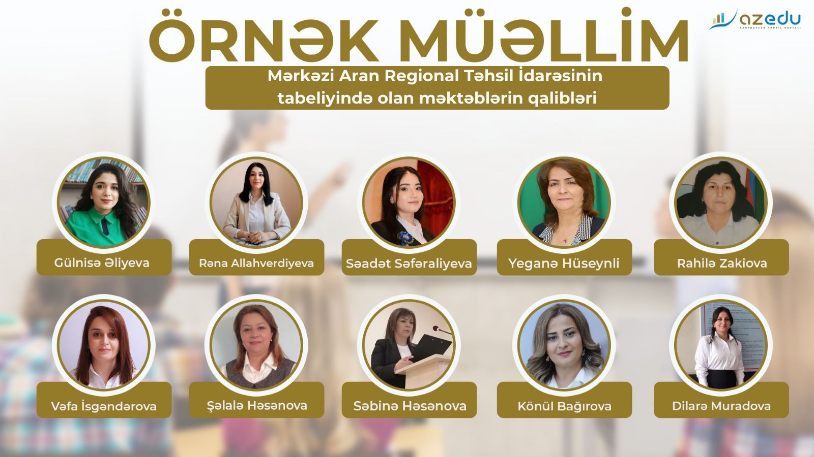 Mərkəzi Aran regionunun "Örnək müəllim"ləri - SİYAHI