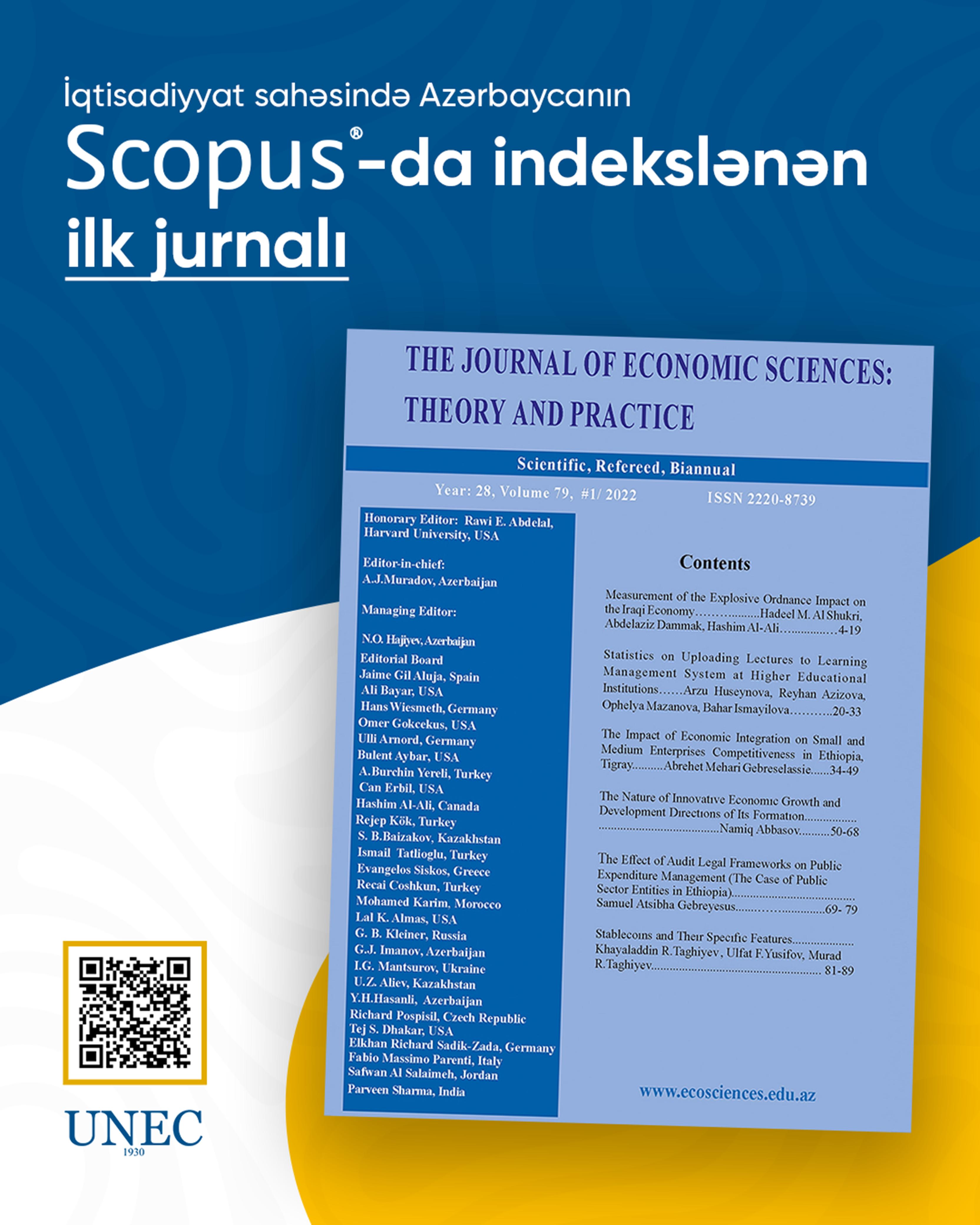İqtisadiyyat elmi üzrə ilk: UNEC jurnalı SCOPUS-da