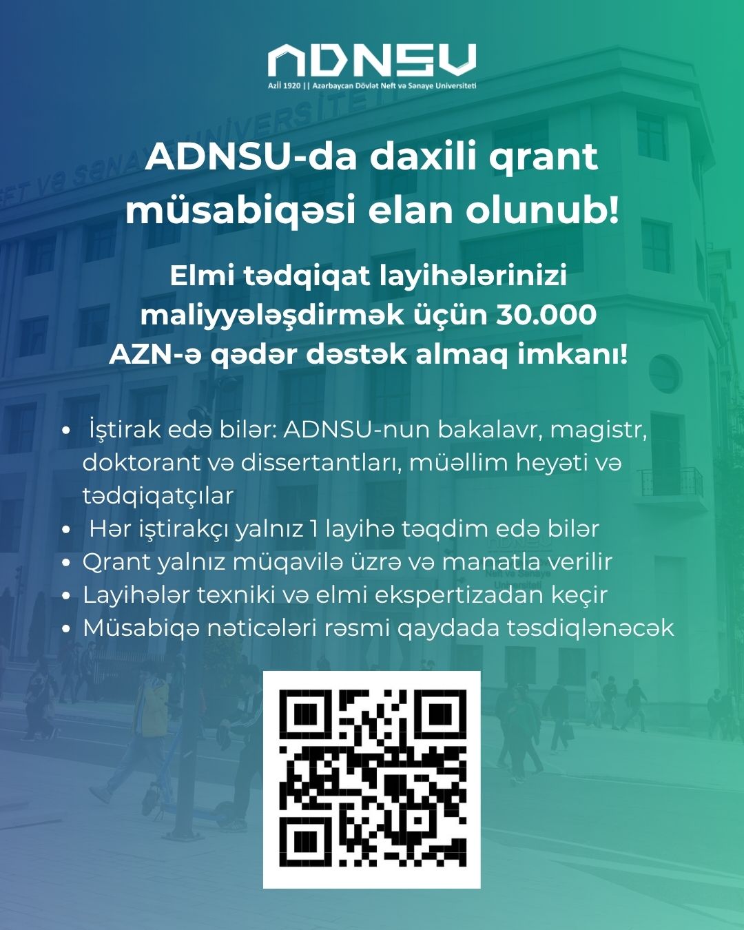 ADNSU-da daxili qrantların verilməsi ilə bağlı yeni qaydalar təsdiqlənib