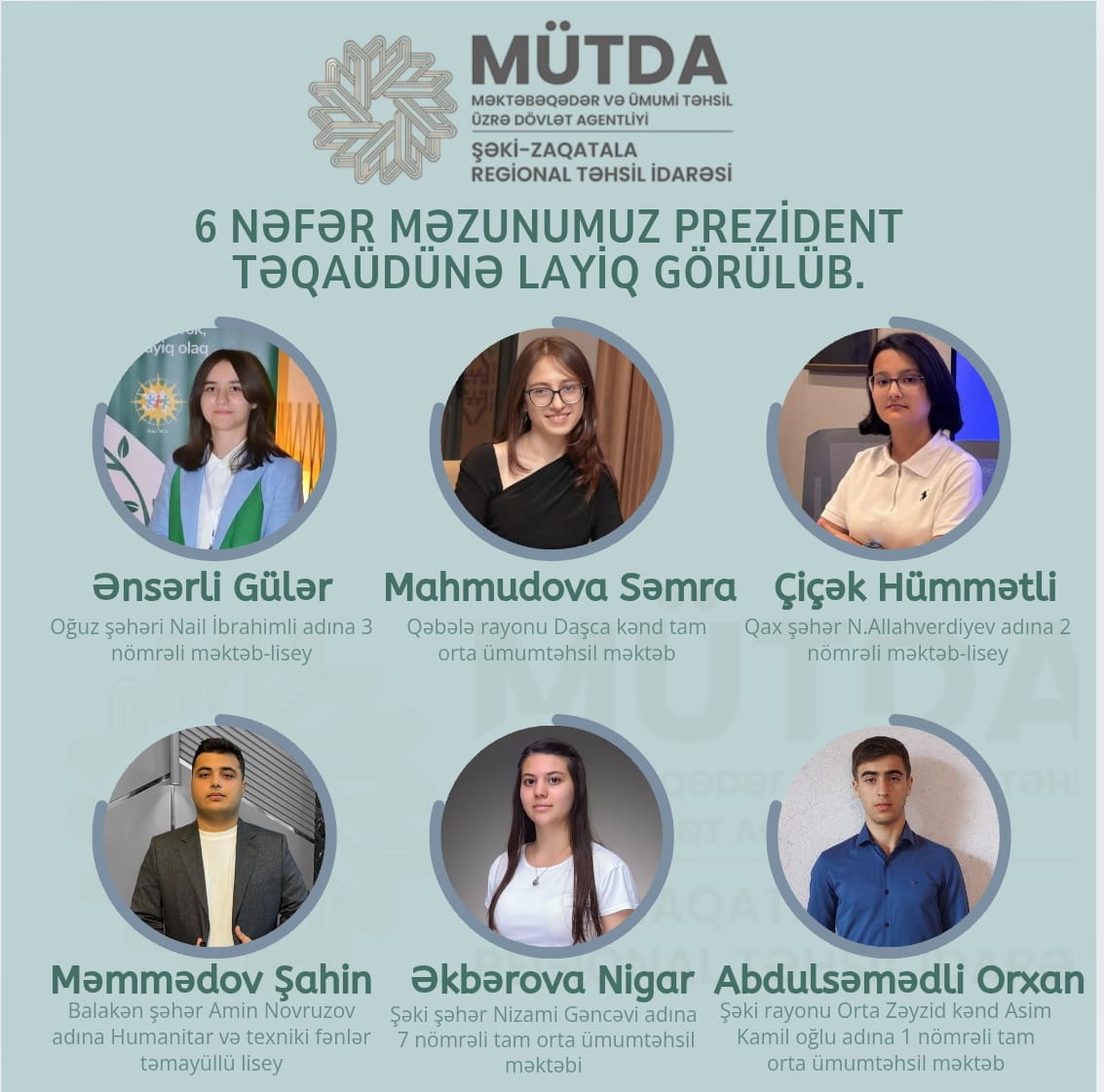 Şimal-qərb bölgəsi üzrə 6 məzun Prezident təqaüdünə layiq görülüb