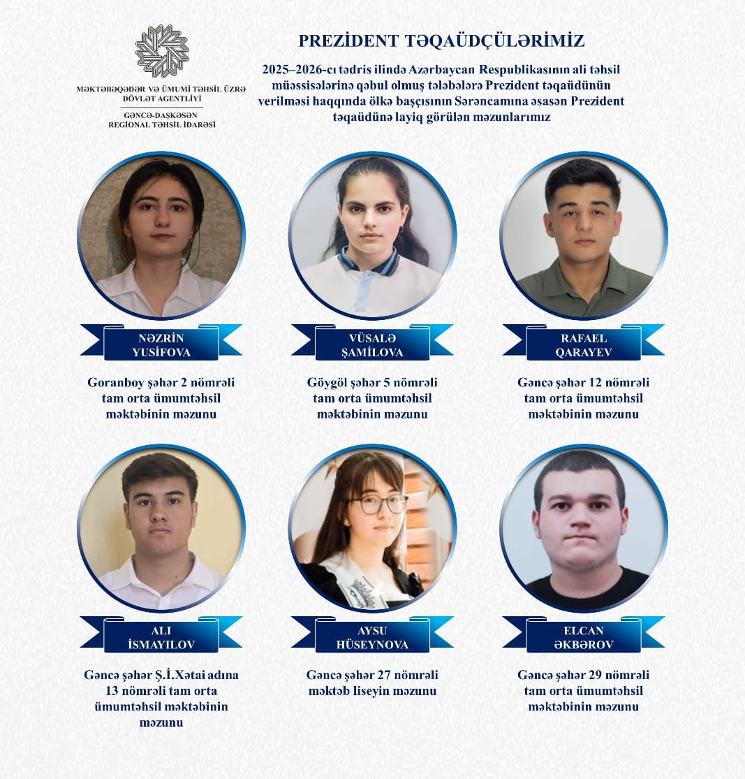 Gəncə-Daşkəsəndə 6 məzun Prezident təqaüdünə layiq görülüb