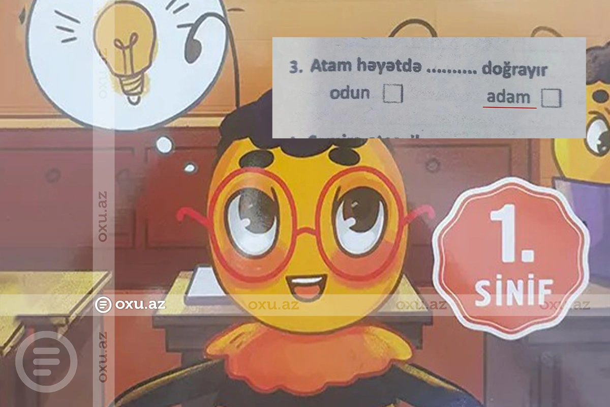 İbtidai sinif üçün vəsaitdə TÜKÜRPƏDƏN TAPŞIRIQ
