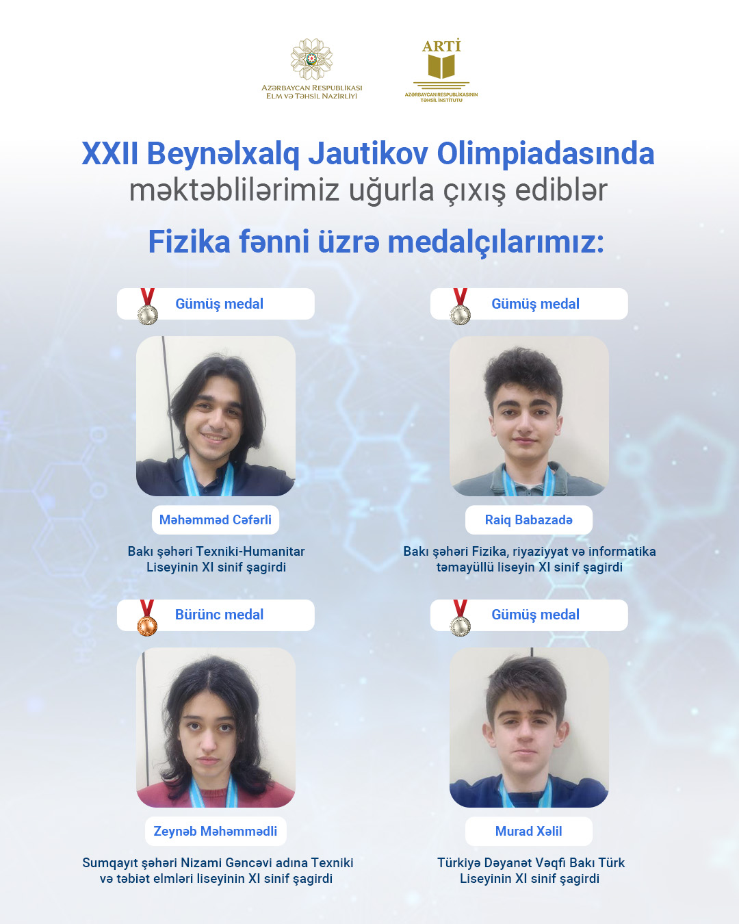 Məktəblilərimiz XXII Beynəlxalq Jautikov Olimpiadasında uğurla çıxış ediblər