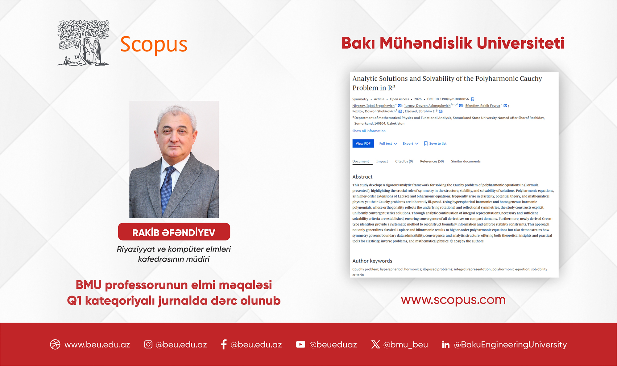 BMU professorunun tədqiqatı Q1 kateqoriyalı jurnalda