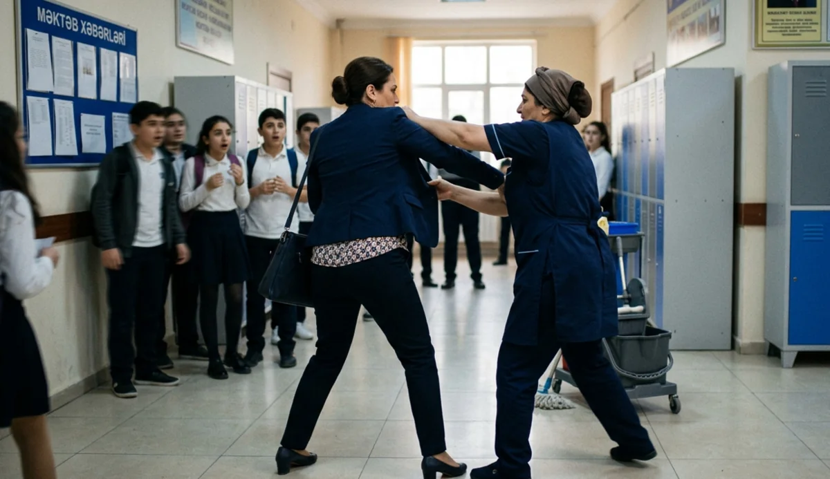 Orta məktəbdə dava: Xadimə direktora hücum etdi