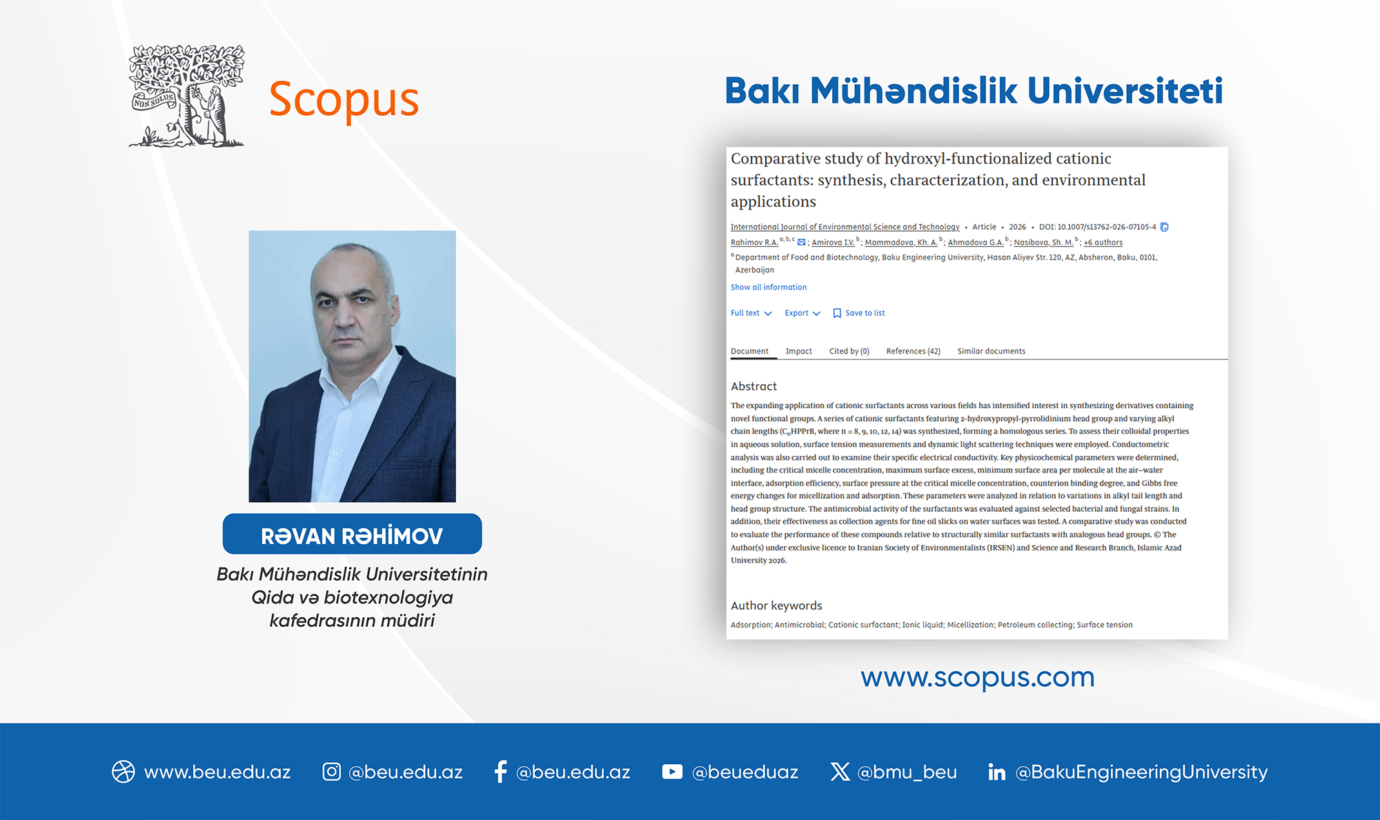 BMU əməkdaşının məqaləsi Q1 kateqoriyalı jurnalda dərc olunub