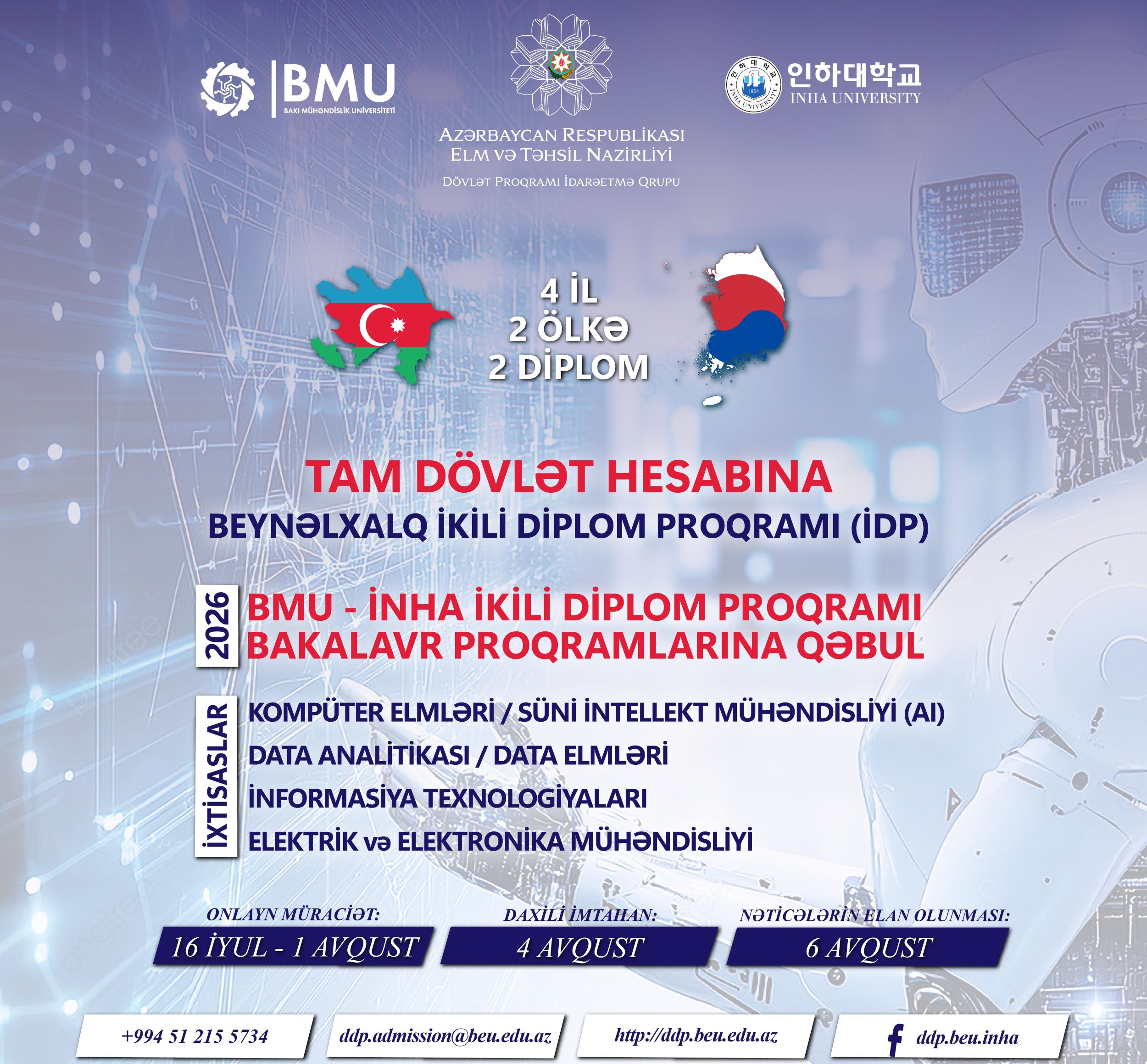 BMU-İNHA ikili diplom proqramına qəbul başlayır