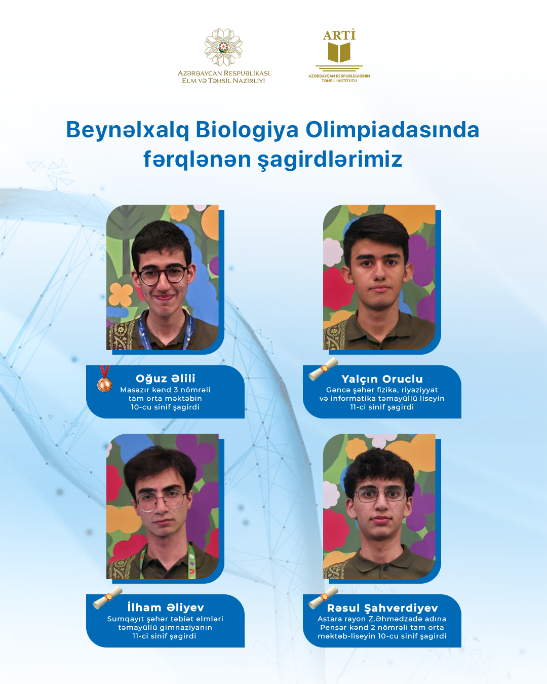 Məktəblilərimiz Beynəlxalq Biologiya Olimpiadasında fərqləniblər