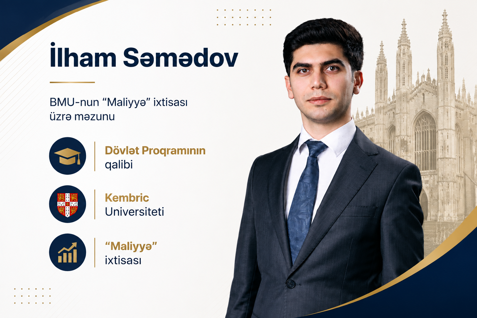 BMU məzunu təhsilini Kembric Universitetində davam etdirəcək
