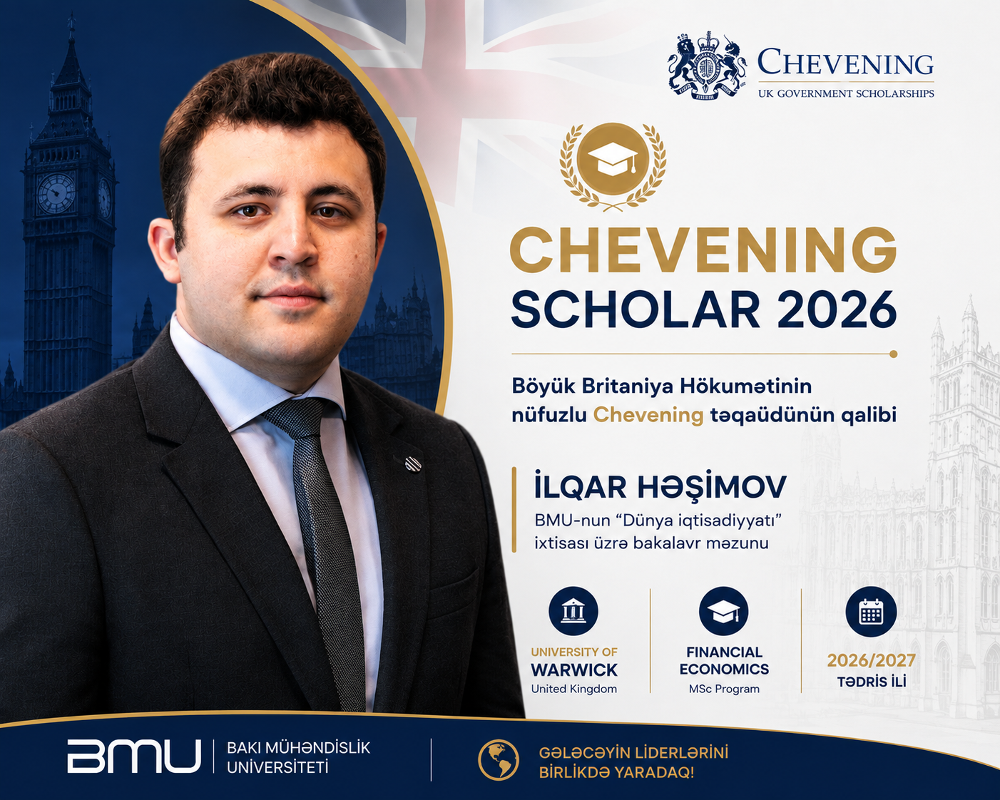BMU məzunu dünyaca məşhur Chevening təqaüdünün qalibi olub
