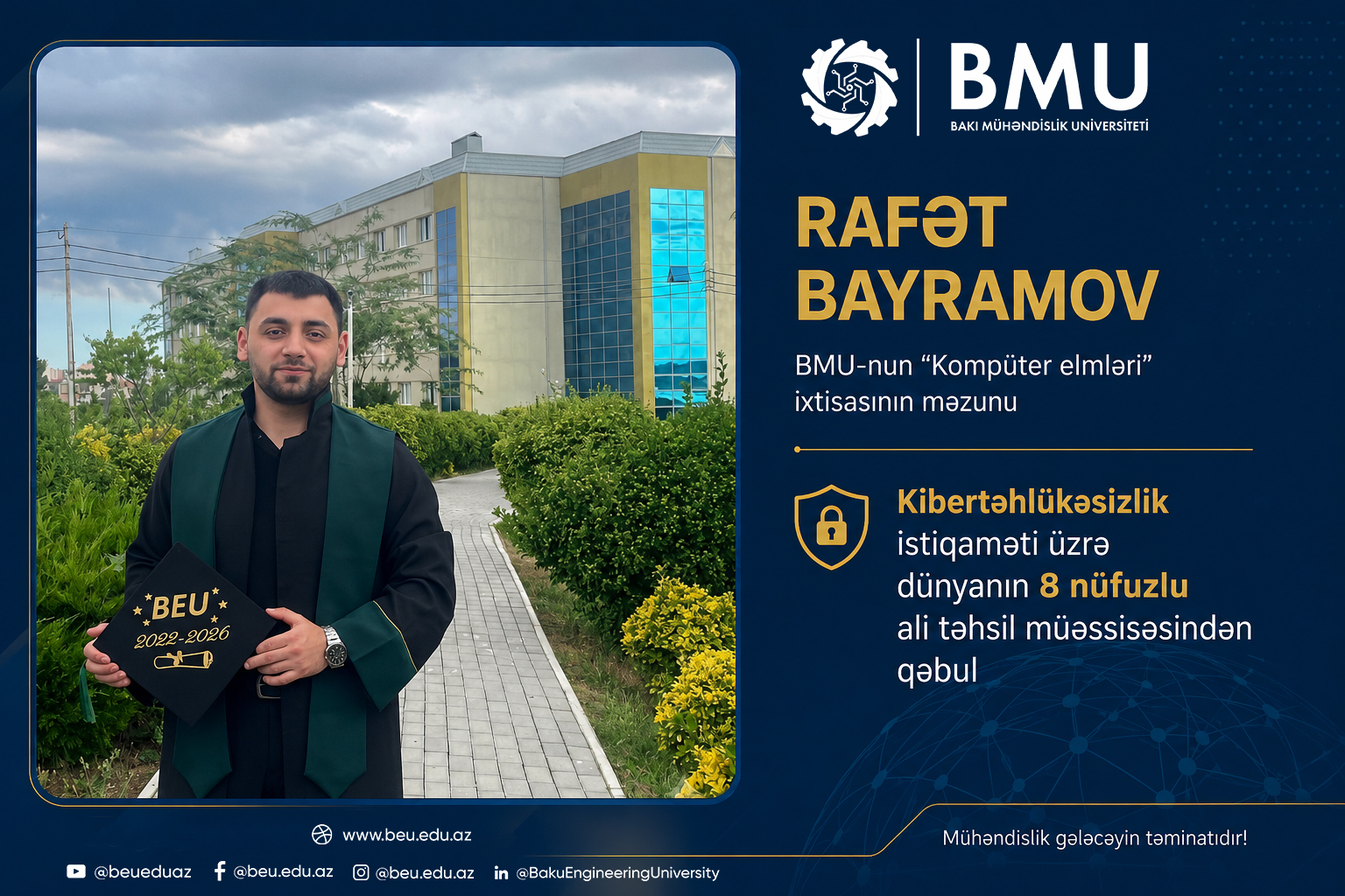 BMU məzunu dünyanın 8 nüfuzlu universitetindən qəbul alıb
