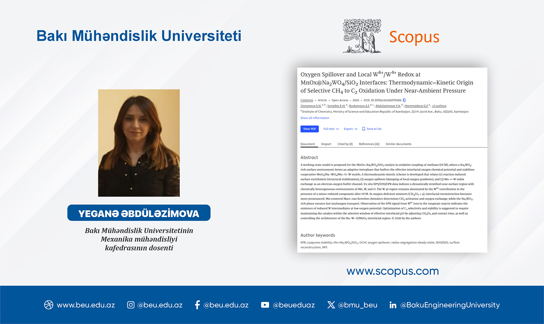 BMU əməkdaşının elmi tədqiqatı Q1 kateqoriyalı jurnalda yer alıb