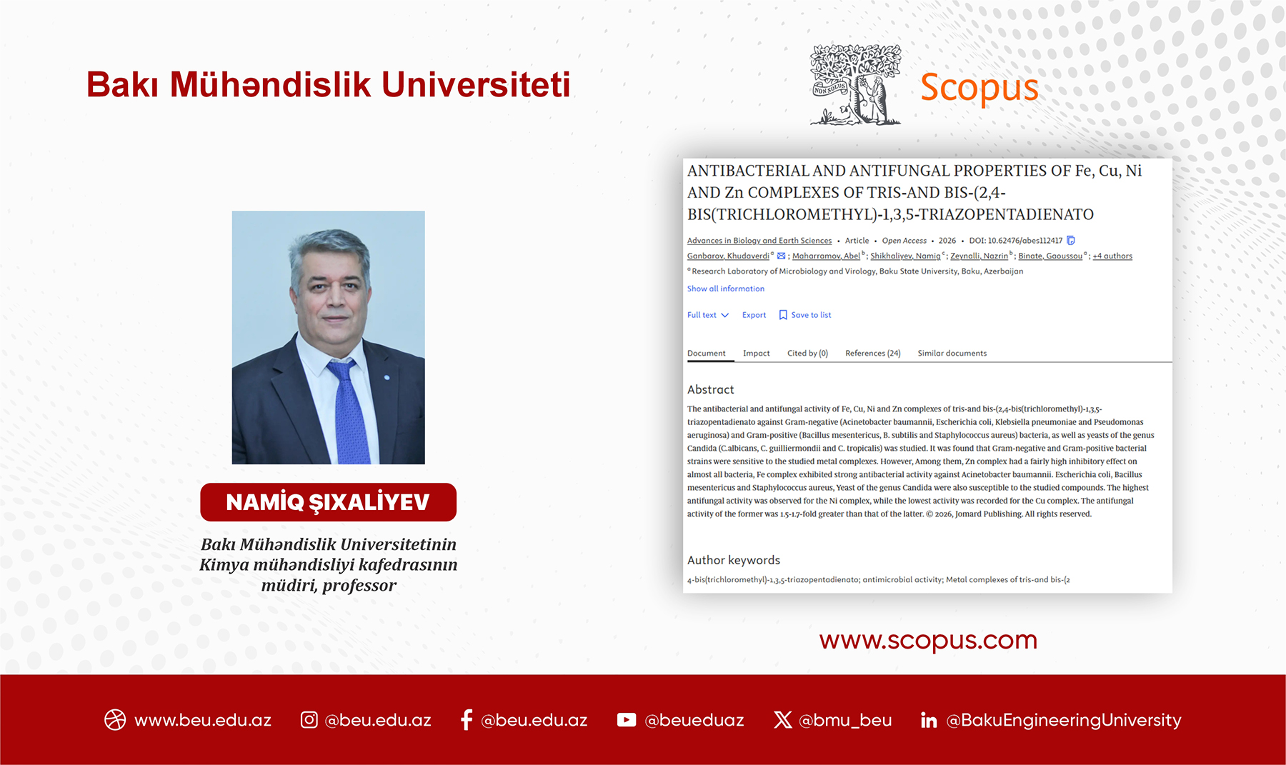 BMU aliminin tədqiqatı antibiotiklərə davamlılığa qarşı yeni imkanlar açır
