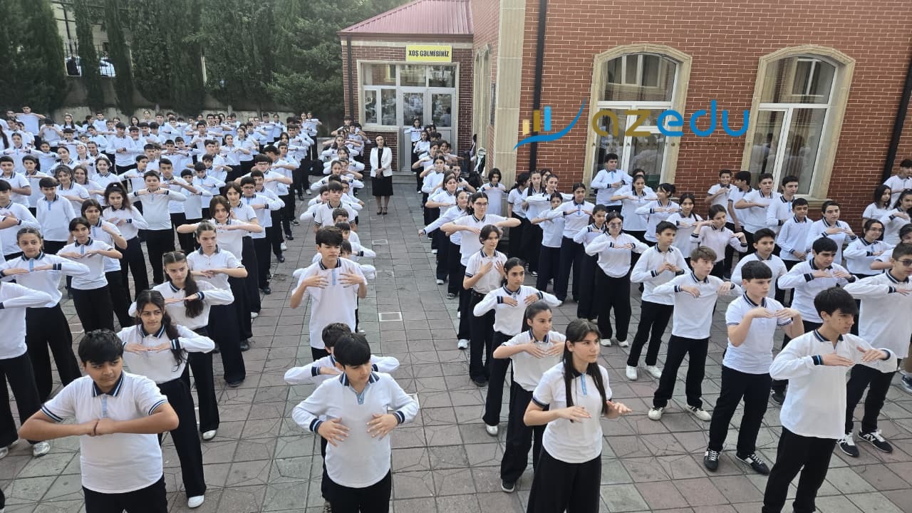 Şəki məktəbliləri günə səhər idmanı ilə başlayıblar- FOTOLAR